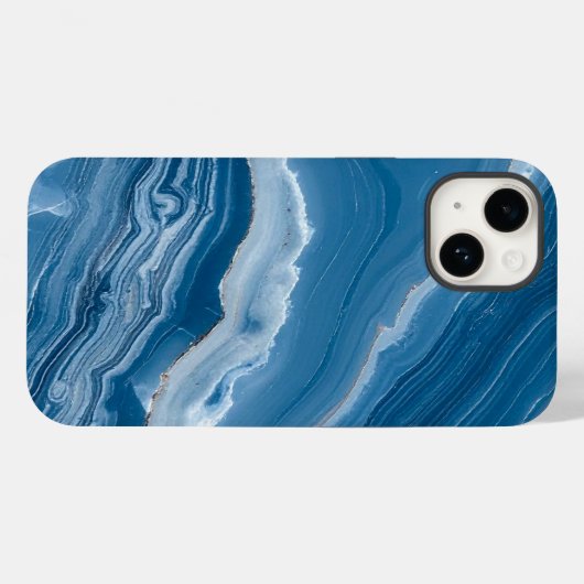 Modern Stone Dusty Blue Marble Case-Mate iPhoneケース (裏面 (横))