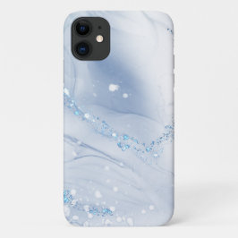 Modern Stone Dusty Blue Marble iPhone 11 ケース