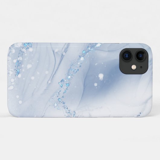 Modern Stone Dusty Blue Marble Case-Mate iPhoneケース (裏面(横))