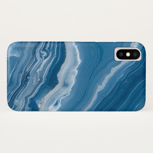 Modern Stone Dusty Blue Marble Case-Mate iPhoneケース (裏面(横))