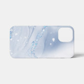 Modern Stone Dusty Blue Marble iPhoneケース (裏面横)