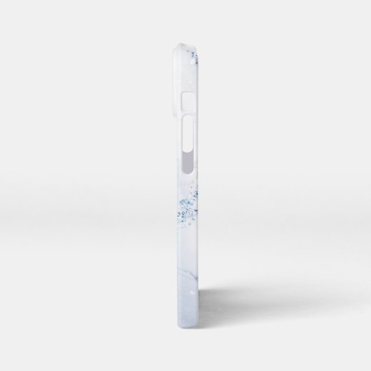 Modern Stone Dusty Blue Marble iPhoneケース (左側面)