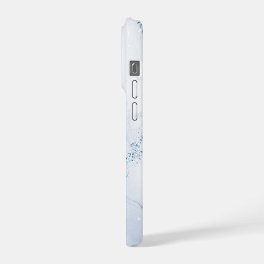 Modern Stone Dusty Blue Marble iPhoneケース (左側面)