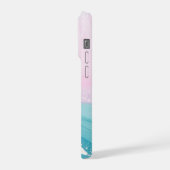 Modern Stone Dusty Blue Marble iPhoneケース (左側面)