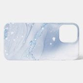 Modern Stone Dusty Blue Marble iPhoneケース (裏面横)