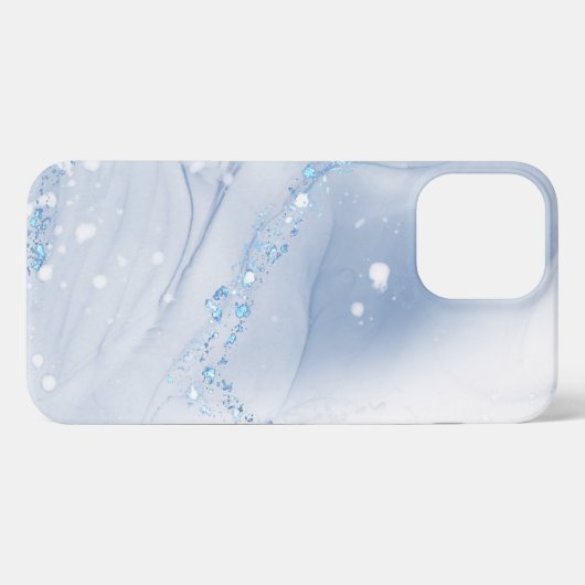 Modern Stone Dusty Blue Marble iPhoneケース (裏面横)