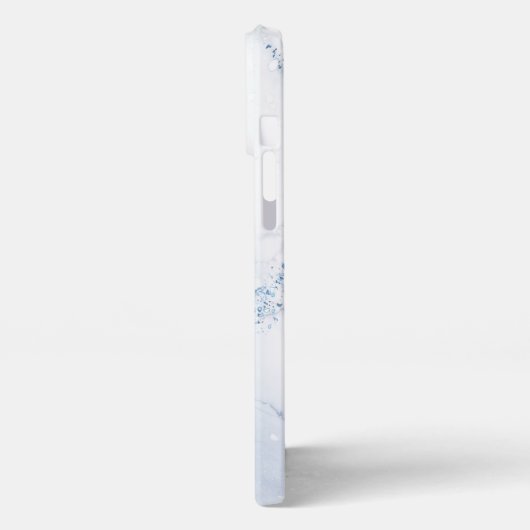 Modern Stone Dusty Blue Marble iPhoneケース (左側面)