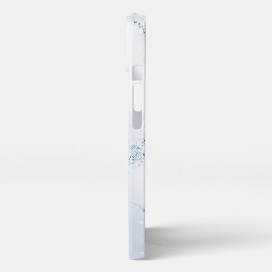 Modern Stone Dusty Blue Marble iPhoneケース (左側面)