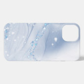 Modern Stone Dusty Blue Marble iPhoneケース (裏面横)