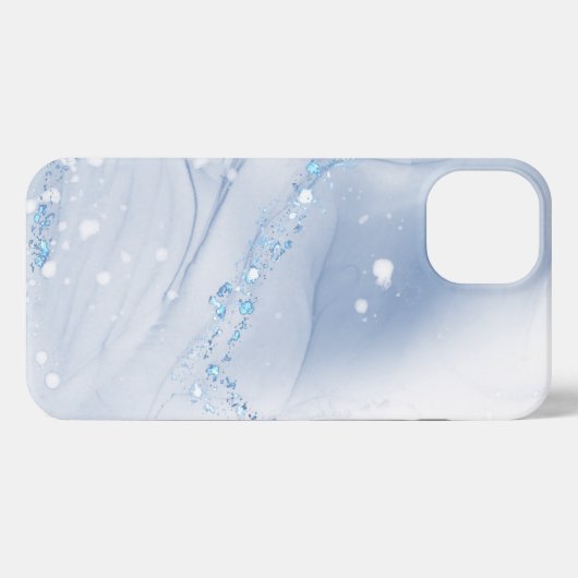 Modern Stone Dusty Blue Marble iPhoneケース (裏面横)