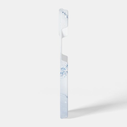 Modern Stone Dusty Blue Marble iPhoneケース (左側面)