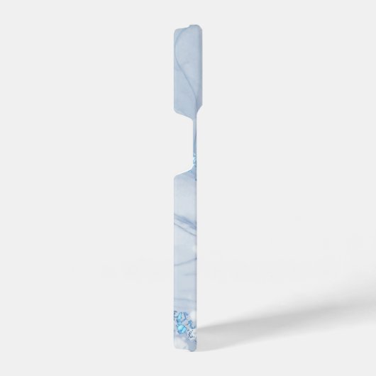 Modern Stone Dusty Blue Marble iPhoneケース (右側面)