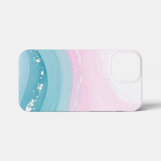 Modern Stone Dusty Blue Marble iPhoneケース (裏面横)