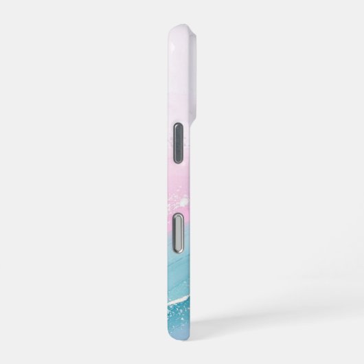 Modern Stone Dusty Blue Marble iPhoneケース (右側面)