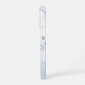 Modern Stone Dusty Blue Marble iPhoneケース (左側面)