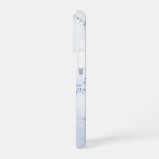 Modern Stone Dusty Blue Marble iPhoneケース (左側面)