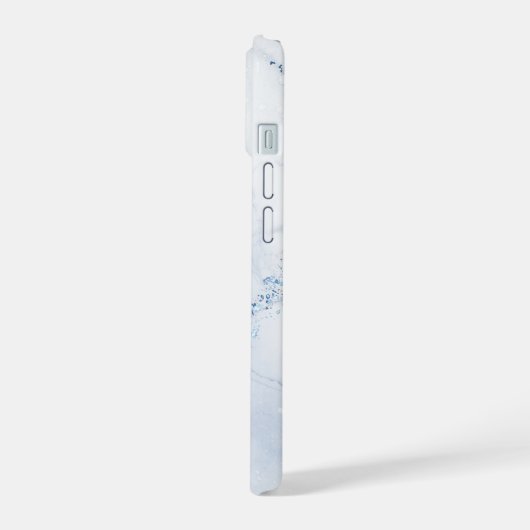 Modern Stone Dusty Blue Marble iPhone 15ケース (左側面)