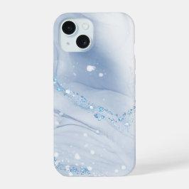 Modern Stone Dusty Blue Marble iPhone 15ケース