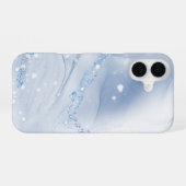 Modern Stone Dusty Blue Marble iPhone 16ケース (裏面横)