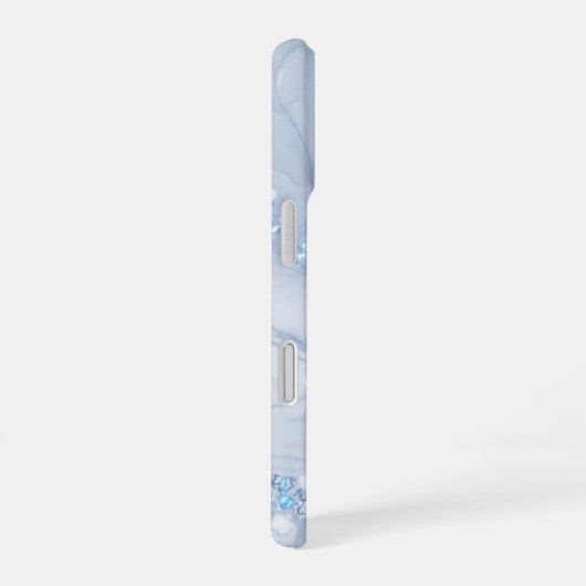 Modern Stone Dusty Blue Marble iPhone 16ケース (右側面)
