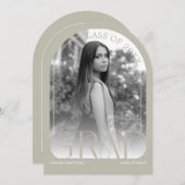 Modern Stone Grey Arch Photo Graduation Party 招待状 (正面/裏面)