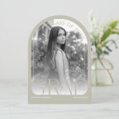 Modern Stone Grey Arch Photo Graduation Party 招待状 (スタンド正面)