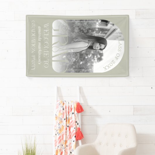 Modern Stone Grey Arch Photo Graduation Welcome  横断幕 (インサイチュ)