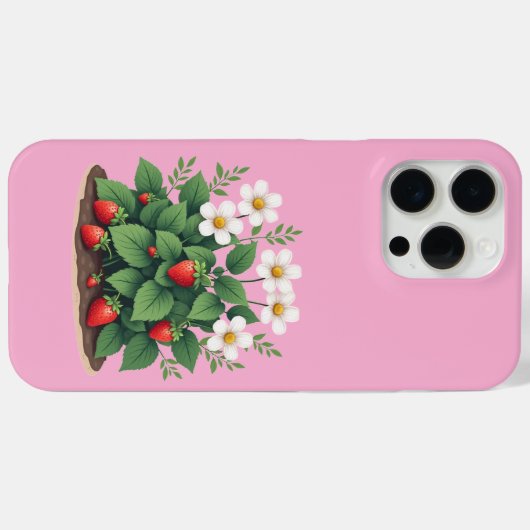 Modern Strawberry Plant iPhone/iPad Case Case-Mate iPhoneケース (裏面 (横))