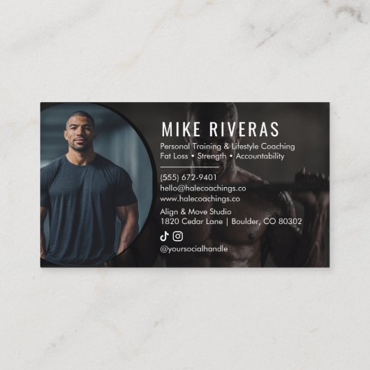 Modern Strength Training Fitness Coach Personal 名刺 (裏面)