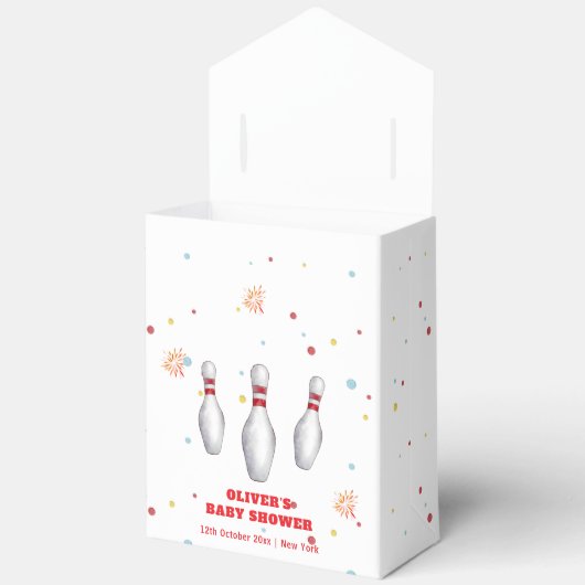 Modern Strike Up Bowling Sport Baby Shower フェイバーボックス (見開き)