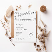Modern String Lights Minimalist Wedding Invitation 招待状