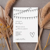 Modern String Lights Minimalist Wedding Invitation 招待状