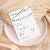 Modern String Lights Minimalist Wedding Invitation 招待状
