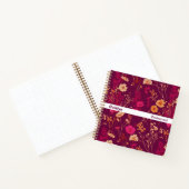 Modern Stripe Burgundy Floral Square Notebook ノートブック (内部)