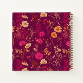 Modern Stripe Burgundy Floral Square Notebook ノートブック (裏面)