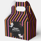 Modern Stripe Little Boo Ghost Cat Baby Shower フェイバーボックス (裏面)