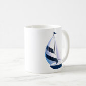 Modern Striped Sailboat  コーヒーマグカップ (正面右)