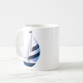 Modern Striped Sailboat  コーヒーマグカップ (正面左)