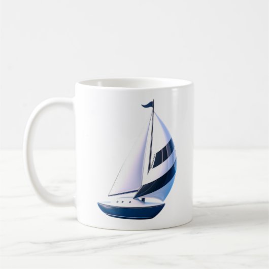 Modern Striped Sailboat  コーヒーマグカップ (左)