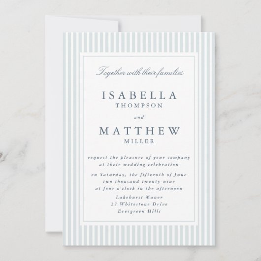 Modern Striped Wedding Invitation Geometric Frame 招待状 (正面)