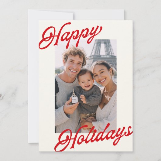 Modern Stripes Bright Red Minimalist Happy  シーズンカード (正面)