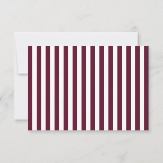 Modern Stripes Burgundy Wedding  出欠カード (裏面)