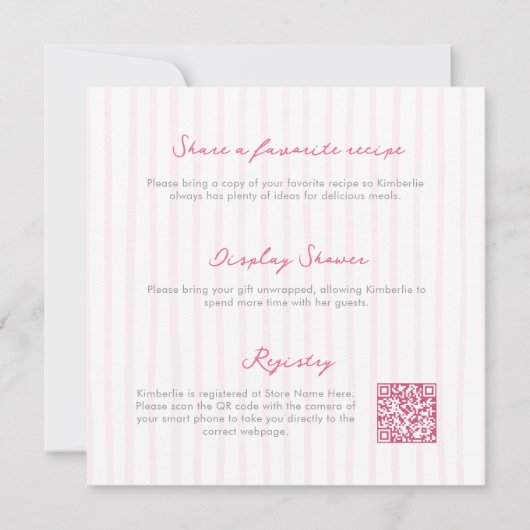 Modern Stripes Hand-Drawn Lemon Bridal Shower 招待状 (裏面)