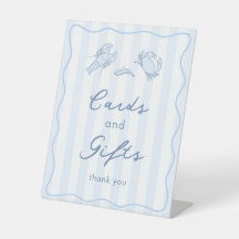 Modern Stripes Hand-Drawn Seafood Cards And Gifts