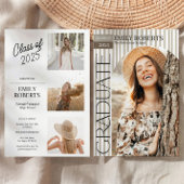 Modern Stripes Photo Graduation Announcement 招待状