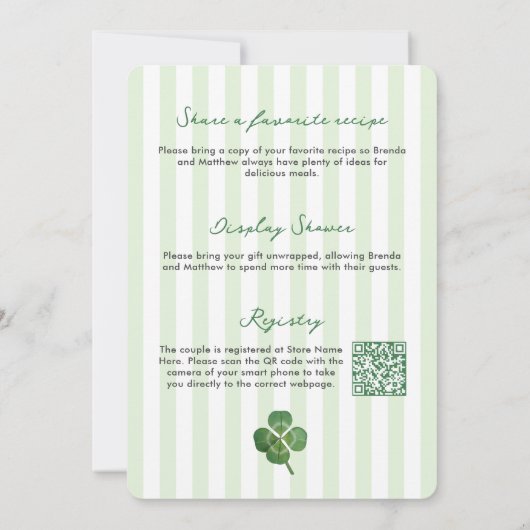 Modern Stripes St Patrick's Couples Wedding Shower 招待状 (裏面)