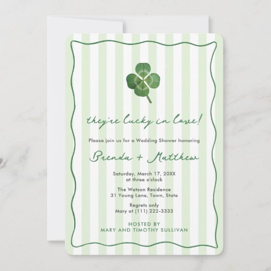 Modern Stripes St Patrick's Couples Wedding Shower 招待状 (正面)