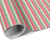 Modern Stripes Wrapping Paper Pink Red Green Cream ラッピングペーパー (ロールコーナー)
