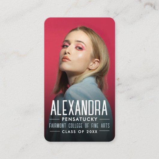 Modern Student Graduate Networking Photo QR Code 名刺 (正面)