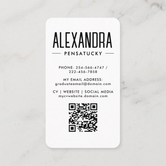 Modern Student Graduate Networking Photo QR Code 名刺 (裏面)